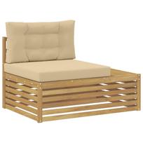vidaXL Lauko galinė sofa Kietos akacijos mediena Balinta ir bėžinė