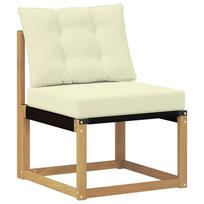 vidaXL Lauko Vidurinis Sofa Kietas akacijos medis ir tekstilenas Balta