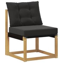 vidaXL Lauko Vidurinis Sofa Kietas akacijos medis ir tekstilenas Balta