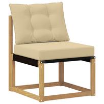 vidaXL Lauko Vidurinis Sofa Kietas akacijos medis ir tekstilenas Balta