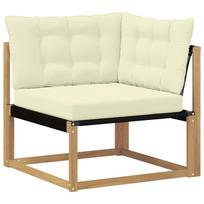 vidaXL Lauko kampinė sofa Kietos akacijos mediena Balinta ir kreminė