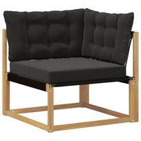 vidaXL Lauko kampinė sofa Kietos akacijos mediena Balinta ir juoda