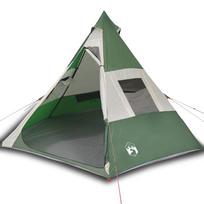 vidaXL Stovyklavimo palapinė, žalia, septynvietė, tipi dizaino