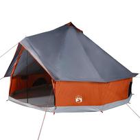 vidaXL Šeimos palapinė, pilka ir oranžinė, 12 vietų, tipi