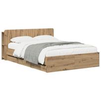 vidaXL Lovos rėmas su saugojimu ir nugara Artisano ąžuolo 160 x 200 cm