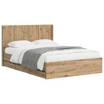 vidaXL Lovos rėmas su saugojimu ir nugara Artisano ąžuolo 140 x 190 cm