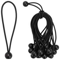 vidaXL Bungee virvės su kamuoliukais 100 vnt. Juoda 4 mm x 22 cm