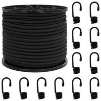 vidaXL Bungee virvės su kabliukais 80 mm Juoda PP ir guma