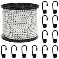 vidaXL Bungee virvės su kabliukais 80 mm Juoda ir Balta PP ir guma