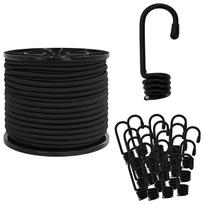 vidaXL Bungee virvės su kabliukais 100 mm Juoda PP ir guma
