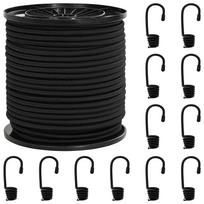vidaXL Bungee virvės su kabliukais 60 mm Juoda PP ir guma
