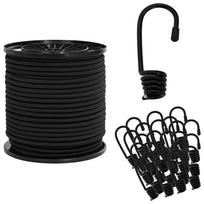vidaXL Bungee virvės su kabliukais 60 mm Juoda PP ir guma