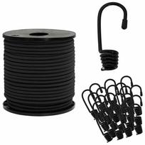 vidaXL Bungee virvės su kabliukais 60 mm Juoda PP ir guma