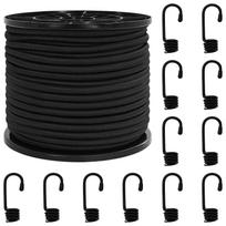 vidaXL Bungee virvės su kabliukais 100 mm Juoda PP ir guma
