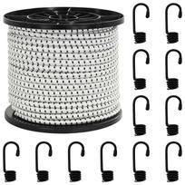 vidaXL Bungee virvės su kabliukais 100 mm Juoda ir Balta PP ir guma