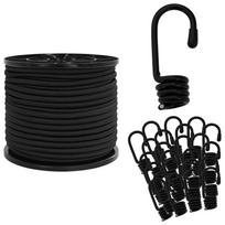 vidaXL Bungee virvės su kabliukais 80 mm Juoda PP ir guma