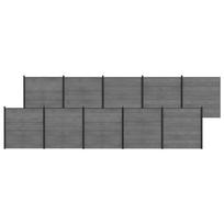 vidaXL Tvoros rinkinys 1737 x 186 cm WPC ir aliuminis Pilka