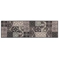 vidaXL Virtuvės kilimas Juoda mozaika 150 x 45 cm 100% poliamidas
