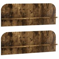 vidaXL Sieninė lentyna 2 vnt. Dūminio ąžuolo 102 x 13.5 x 37.5 cm