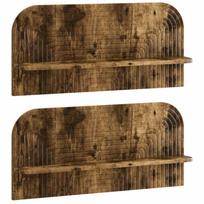 vidaXL Sieninė lentyna 2 vnt. Dūminio ąžuolo 80.5 x 13.5 x 37.5 cm