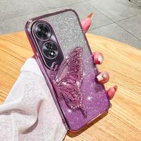 3D Sviestinis Blizgus Telefono dėklas skirtas OPPO A60 A98 5G A58 4G A78 4G A38 A18 4G A17 A17K A79 5G Su Kameros Apsauga For OPPO A79 5G violetinė