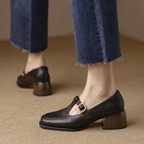 Retro Mados Smailianosiai Žemakulniai Moteriški Batai T-formos Sagtis Mary Jane Batai Moterims Platforminiai Kulniukai Zapatos De Mujer 40 šokoladas
