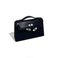 Leather women's bag versatile goat pattern shoulder crossbody small square bag retro 22CM black