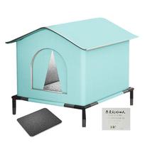 Outdoor Cat House With Holder Cat House Weatherproof With Mat & Doors Insulated Warm Pet Kitten Nest Cave For Stray Wild cat M pilka spalva