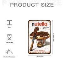 Vintažinis Nutella duonos skardinės ženklas x Retro metalo sienos menas Išgręžtos skylės Namų dekoras virtuvei, sodui, vonios kambariui 20x30cm（7.8x11.8inch） brown