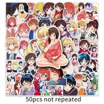 50pcs Anime Rent-A-Girlfriend Waterproof Stickers Manga Cartoon Mizuhara Chizuru Drawing Doodle Decorations Trendy Collection gray