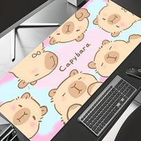 Extra Large Cute Capybara Gaming Mouse Pad  Desk Mat Light Pink Cartoon Design with NonSlip Rubber Base 300x800x2mm gray
