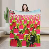 Čekų animacinis filmukas Krtek Kirmėlis Antklodė Minkšta Jauki Lovatiesė Pavasarinė Mergaitė Sofa Lova Kelionė Automobilio Lovatiesė Size: 75*100cm, Weight: 230 GSM yellow