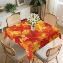 Auksinio rudens klevo lapo kvadratinis staltiesė, skalbiama, Padėkos dienos sezoninio derliaus staltiesės užvalkalas vakarienės vakarėliui, iškylai 152x152cm orange