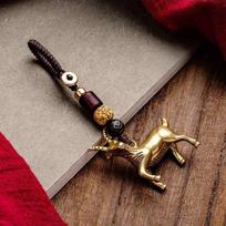 Antique Brass Goat Key Ring Copper Zodiac Sheep Animal Key Chain Portable Holder for Car Bag Travel Decor Gift one size beige