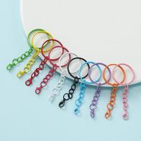 Key Rings with Chains and Lobster Clasps for Handmade DIY Jewelry Colorful Keychains for Girls Bag Charms Accessories Gifts 50pcs gray
