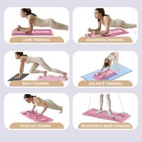 At Home Pilates Board Foldable 4-in-1 Exercise Ab Wheel Roller Exercise Equipment for Home Gym Workout Core Trainer Pink beige