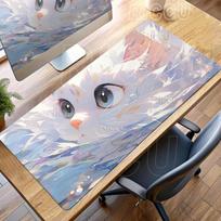 Mouse Pads Anime Gaming Aesthetics Cartoon Cat Pattern Keyboard Rubber Rugs Offices Accessories Professional Mats Free Shipping 30cm by 60cm white