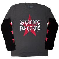 Vyriškas Smashing Pumpkins žvaigždės logotipas, ilgomis rankovėmis, didelis, anglies pilkos ir juodos spalvos S black