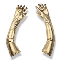 Female Alluring Form Fitting Patent Fake Leather Over-Knee Socks&Gloves Hosiery&Mitts Gathering Party Attire Pole Dance Fancy Gown Over The Patella One Size red