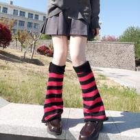 Moteriškos dryžuotos kojinės Lolita ilgos kojinės megztos kelnės japoniškos žiemos kojinės mergaitėms Kawaii rankovių/kulnų šildytuvai dryžuotos kojinės One Size gray