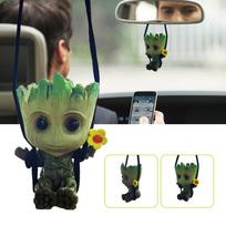 Car Pendant Groots Rearview Mirrors Charms Hanging Resin Ornament Car Perfume Accessories Gifts Auto Interior gray