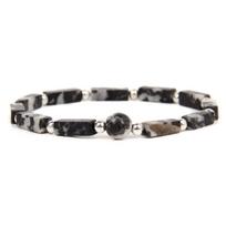 Minimalistinės spalvingos juostelės akmeninės apyrankės Unikalios turmalino violetinės spalvos krištolo kubo karoliukai apyrankės gydantys nerimą keliantys papuošalai Bracelet Style J gray