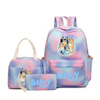 Bluey tas pats laisvalaikio trijų dalių kuprinė mokyklinė krepšys spausdinimas koledžo stilius vidurinės mokyklos mokinys didelė talpa three-piece set white