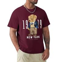 New York 1979 Cute Teddy Bear T Shirt Harajuku Short Sleeve T-shirt 100% Cotton Graphics Tshirt Tops#Color(2) XXL juoda