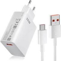33W Fast Charger - USB-A + 6A 1M USB-C Cable - for Redmi Note 14,14Pro,14Proplus,Note 15 Pro Plus,Note12,A5 balta