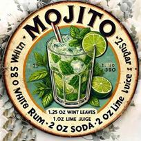 Metal Poster Mojito Recipe Havana Vintage 20x20cm Kitchen Wall Decor blue