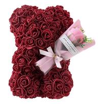 24cm Size Eternal Rose Bear Long Lasting Foam Flowers Rose Bear Flower Bouquet Artificial Rose Artificial Foam Flowers Bear purpurinė