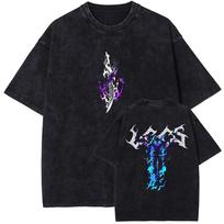 Solo Leveling Tshirt Manga Graphic T Shirt Vintage Washed Cotton Tshirts Short Sleeve Oversized Tee Men Women Clothing S black
