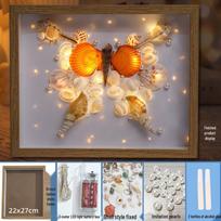 Seashell Pearl Night Light DIY Kit: Handmade Photo Frame, Moon Butterfly Lamp Painting, Creative Ornament and Gift. DIY Package beige