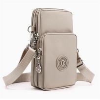 Stylish Beige Multi Pocket Crossbody Sling Bag Lightweight Phone Purse with Adjustable Strap Shoulder Bag for Women Everyday Use šviesiai violetinė spalva